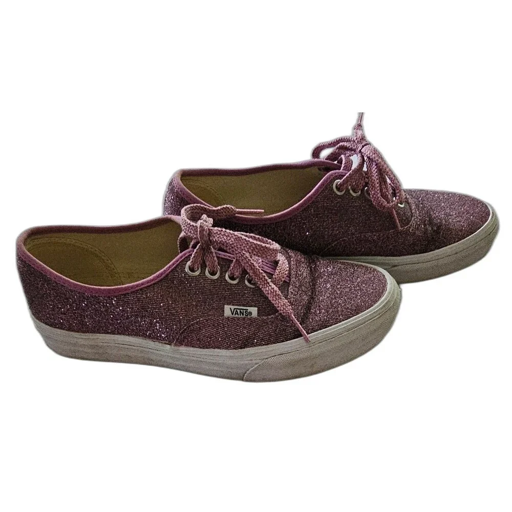 Vans Authentic Lurex Glitter Sneakers Womens 8.5 Pink Sparkle Off the Wall